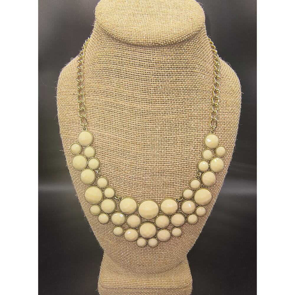 Vintage-inspired Cream Bubble Statement Necklace - Gold-Tone Chain